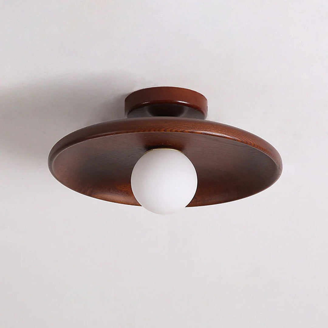 Houten bol plafondlamp