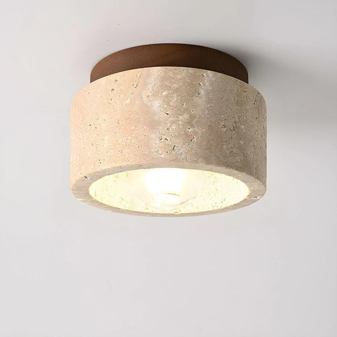 Stenen houten cilinder plafondlamp