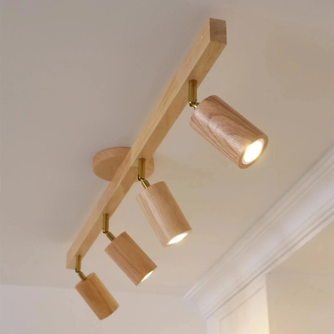 Houten verstelbare rail plafondlamp