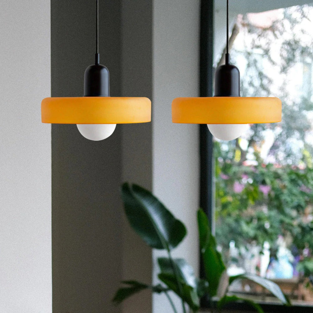 Retro metalen glazen hanglamp
