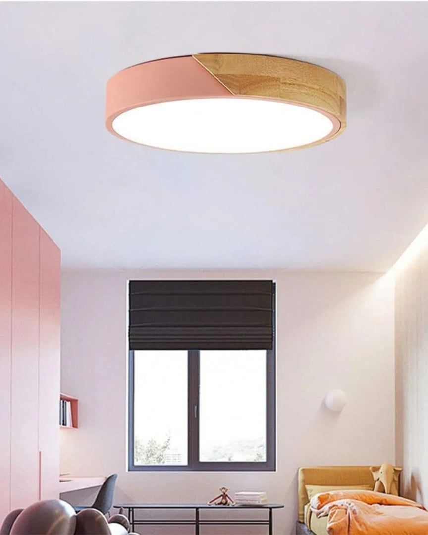 Contemporaine houten LED plafondlamp