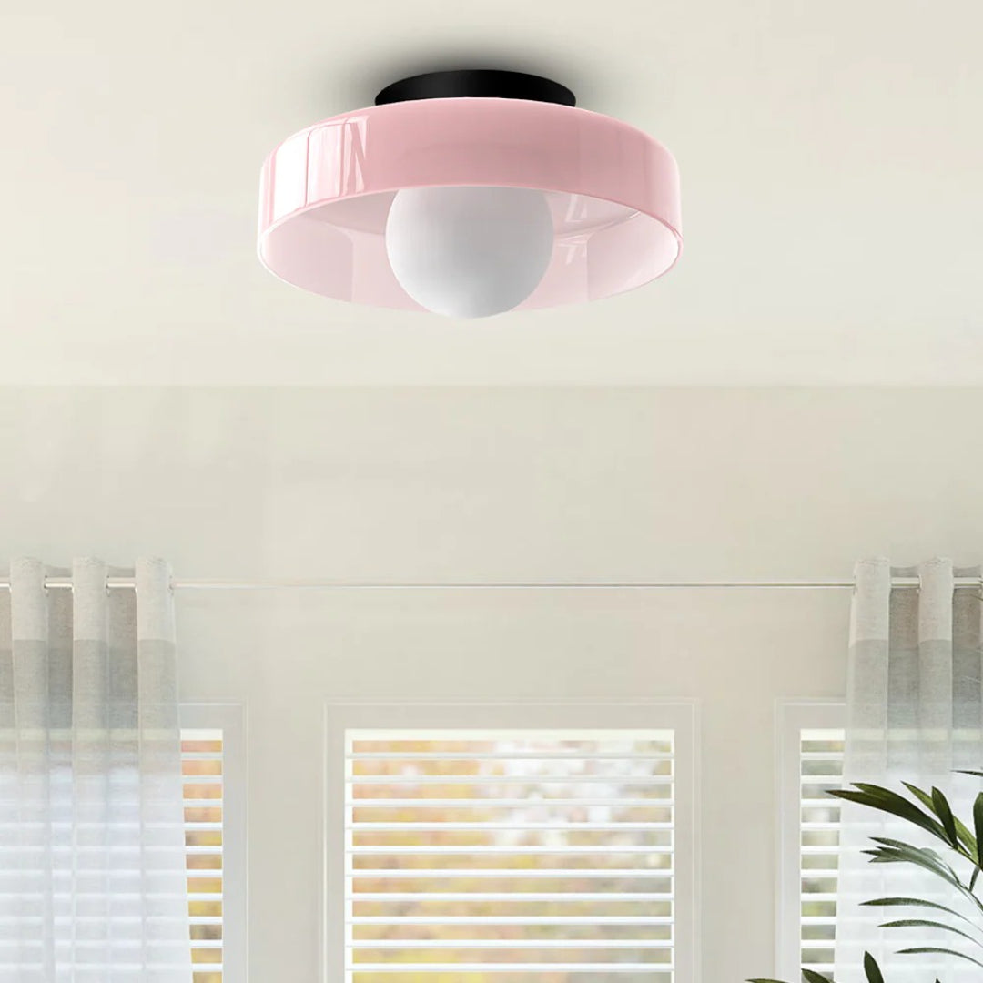 Ronde metalen glazen lamp