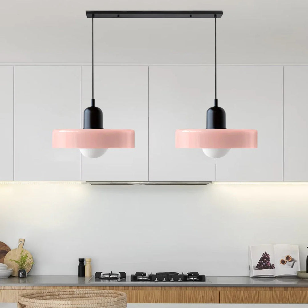 Retro metalen glazen hanglamp