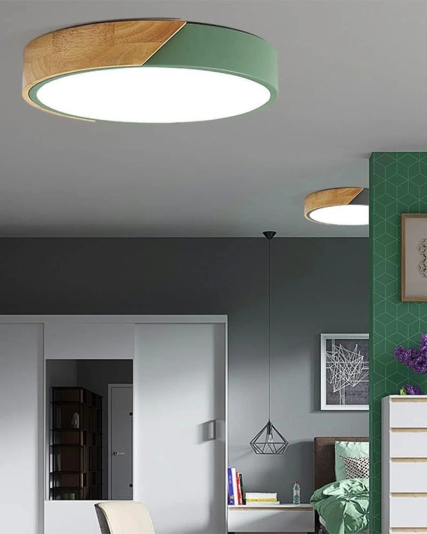 Contemporaine houten LED plafondlamp