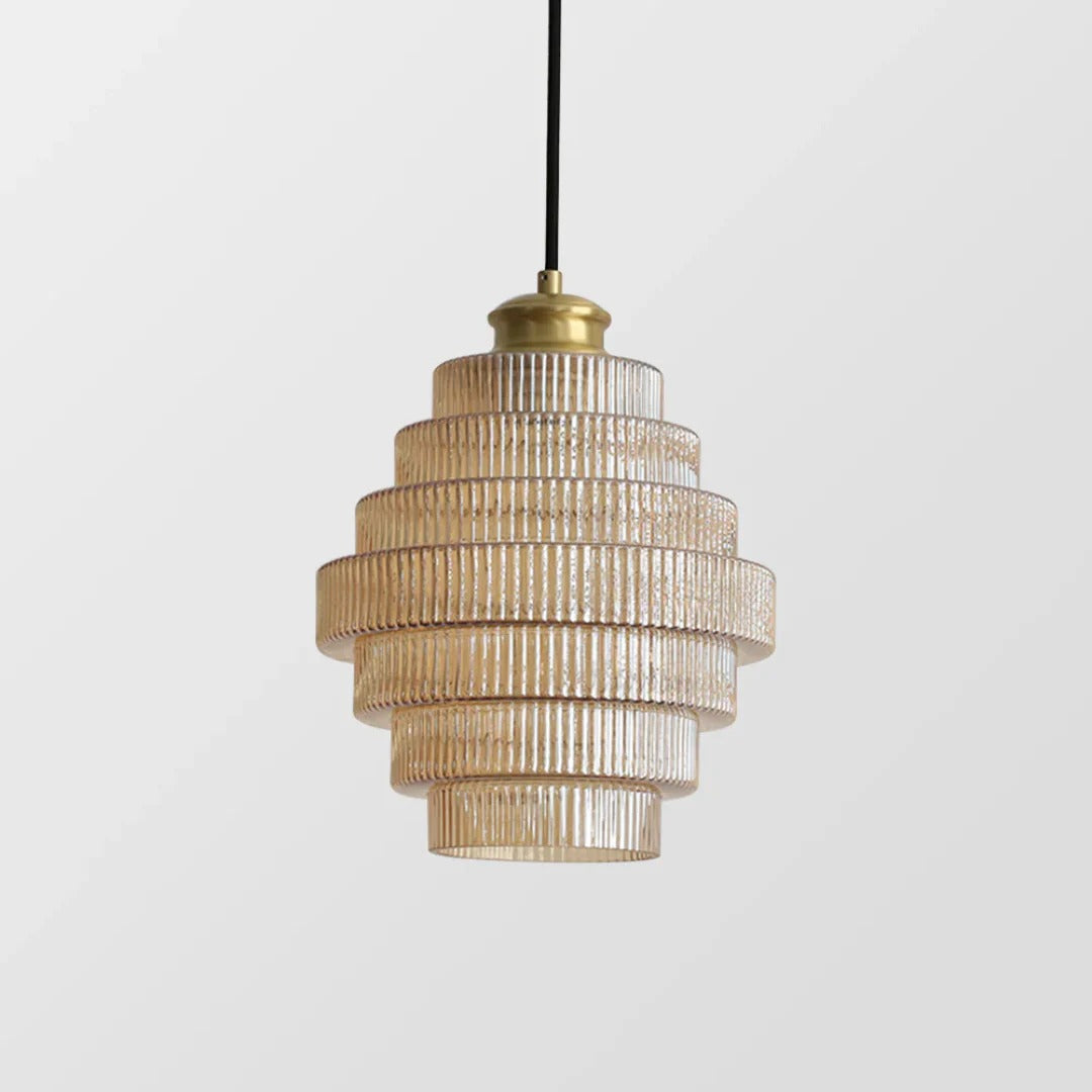 Art Deco Geribbelde Glazen Hanglamp