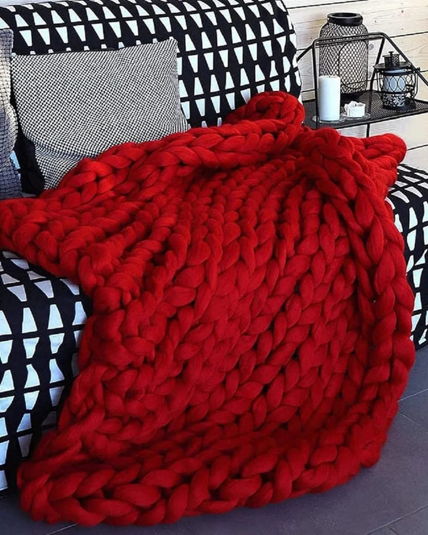 Chunky knit wollen deken