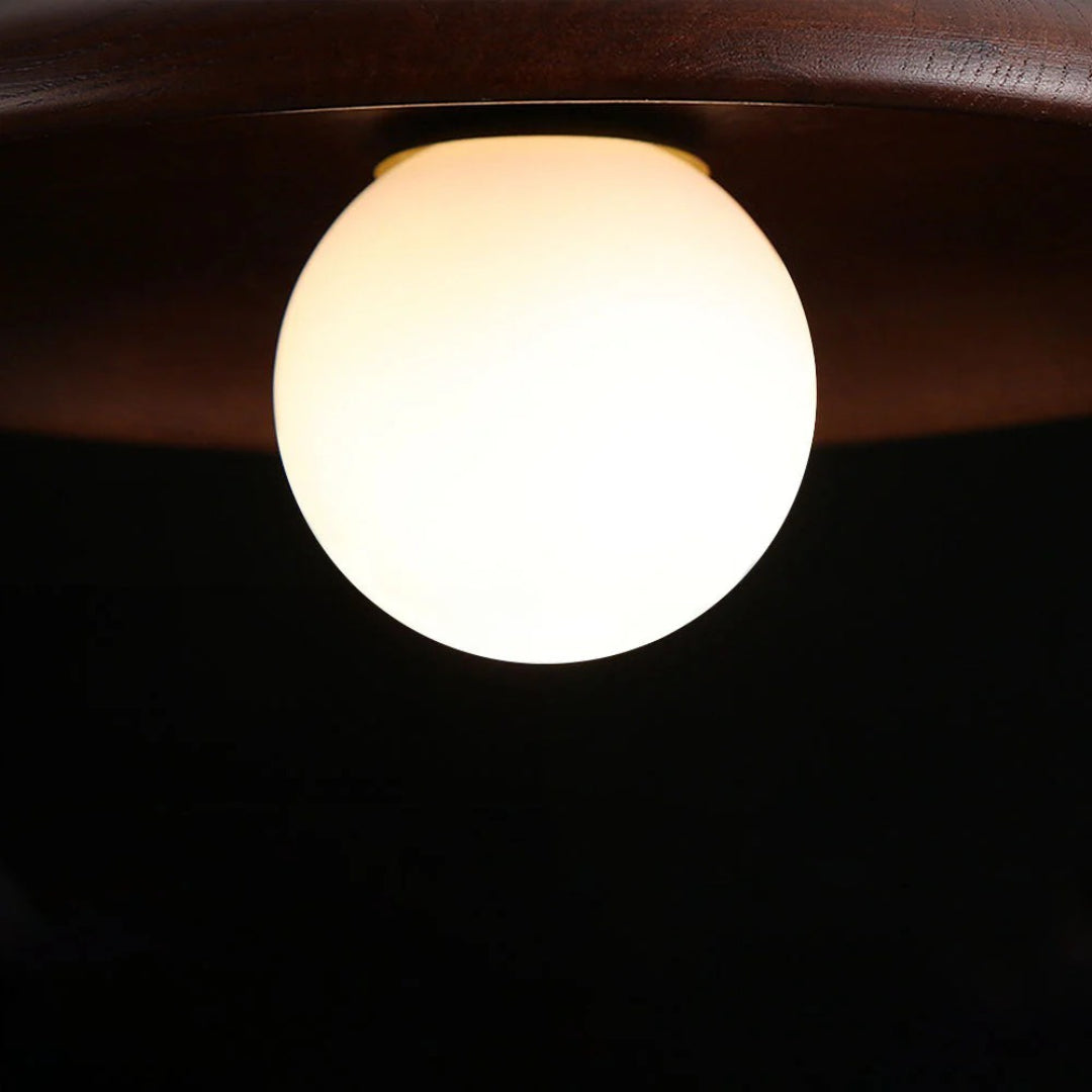 Houten bol plafondlamp