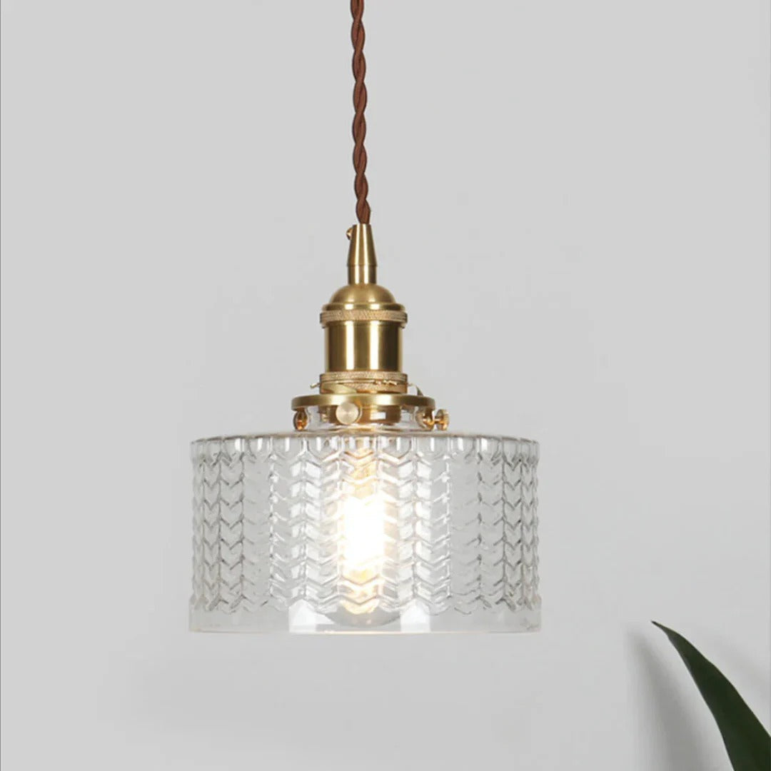 Geribbelde glazen hanglamp