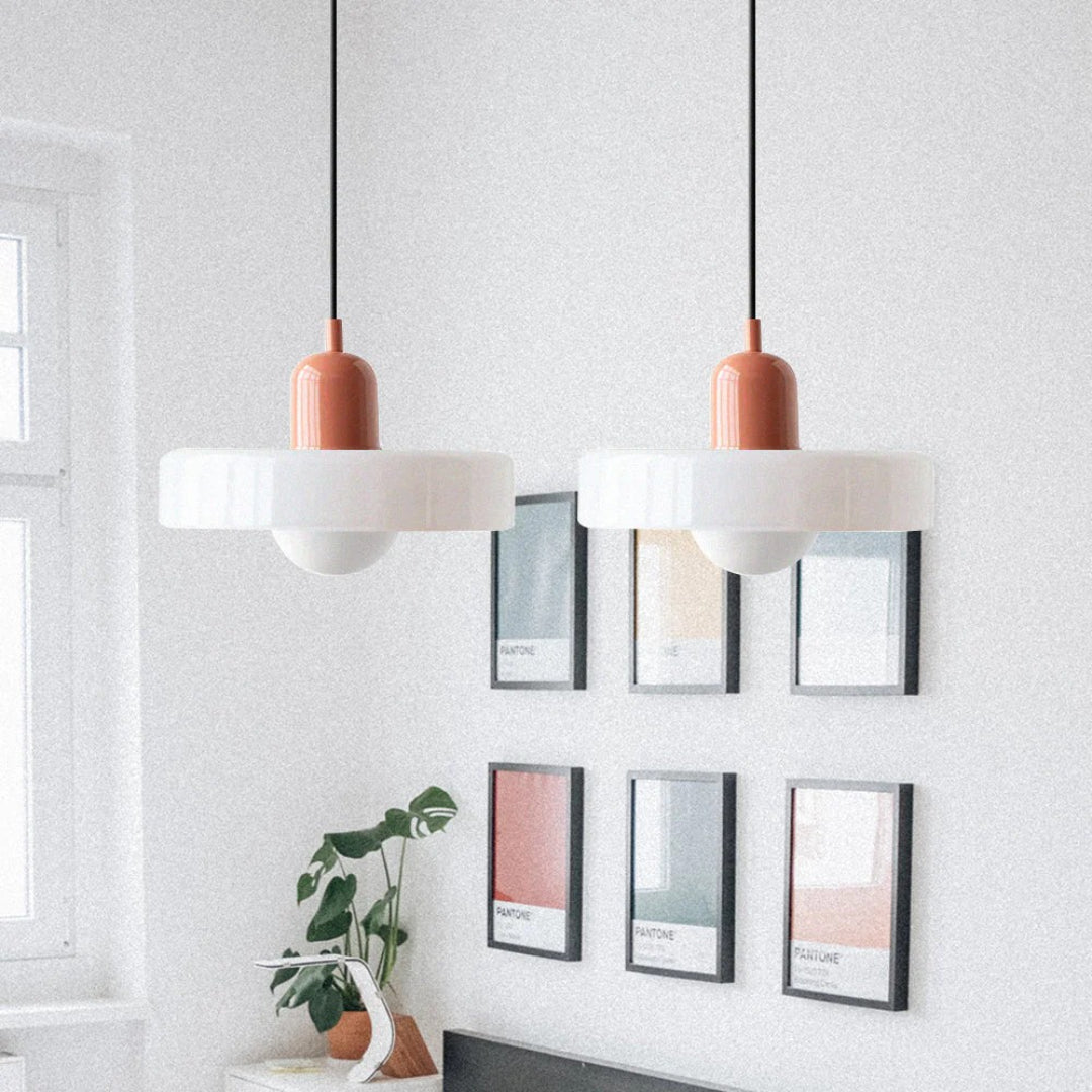 Retro metalen glazen hanglamp