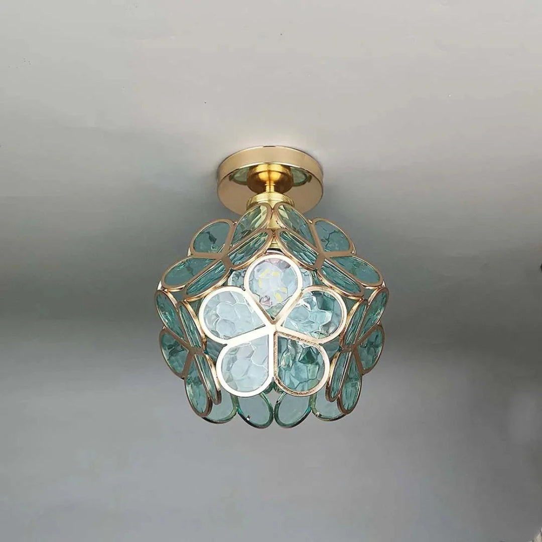 Bloemen glazen plafondlamp