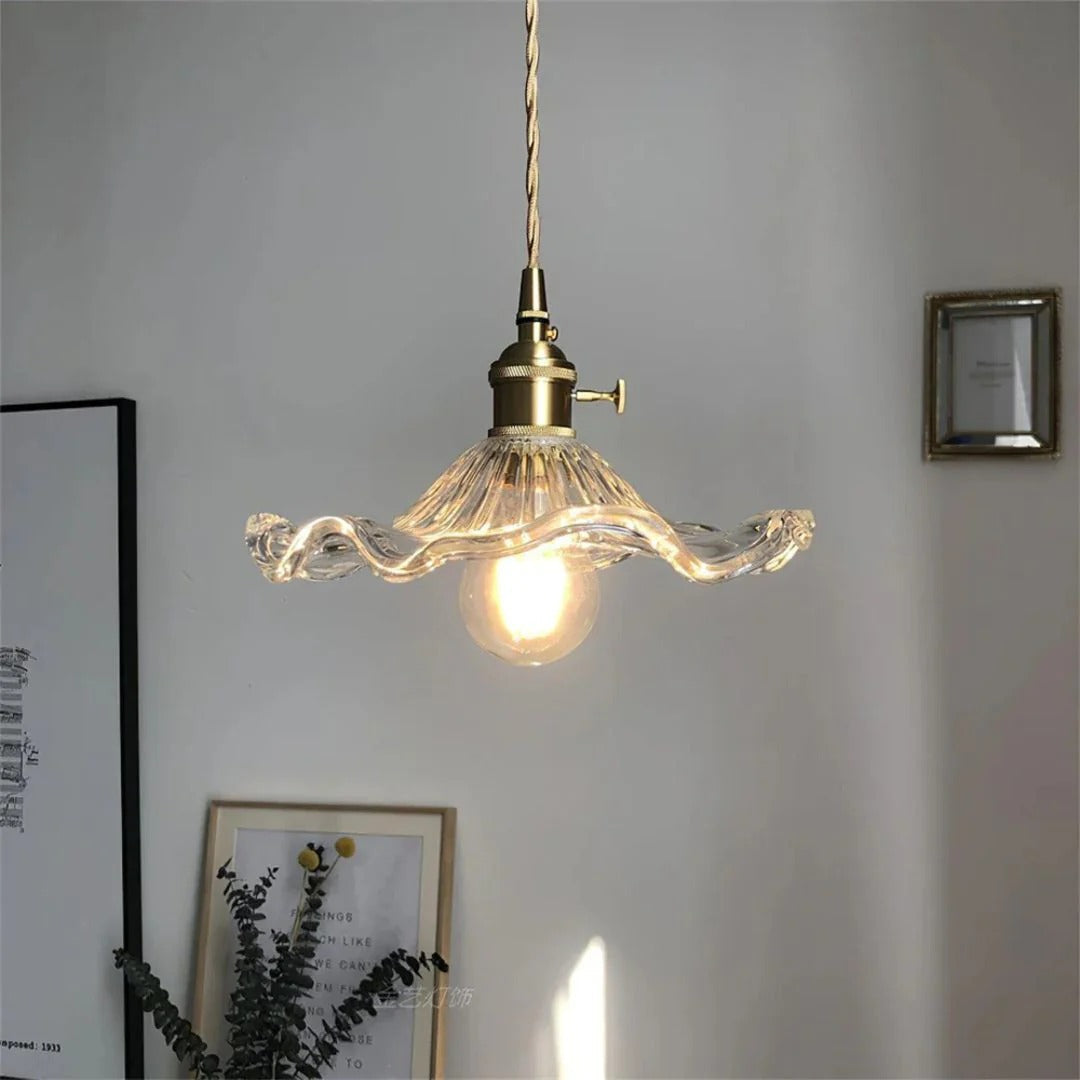 Vintage Bloemvormige Glazen Hanglamp