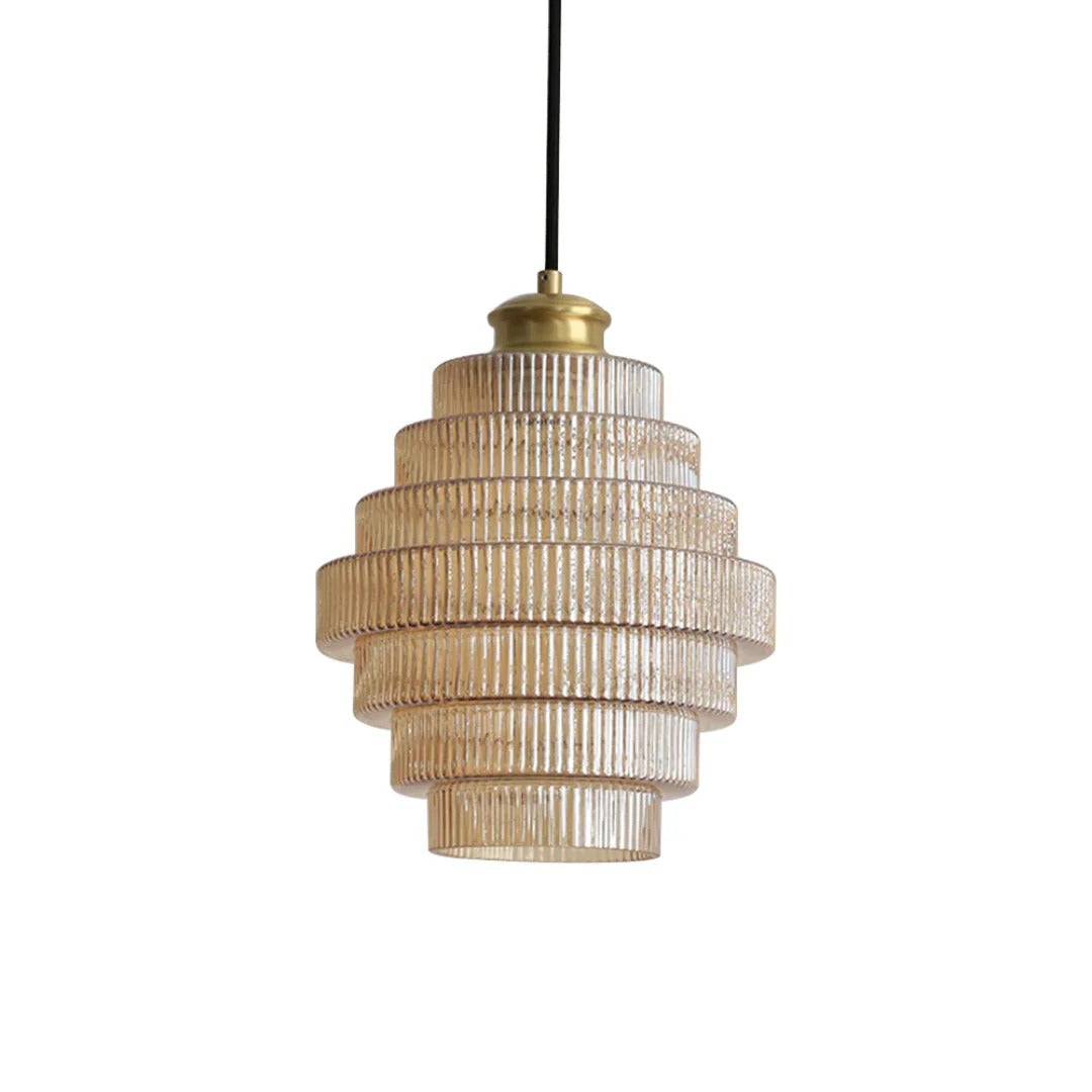 Art Deco Geribbelde Glazen Hanglamp