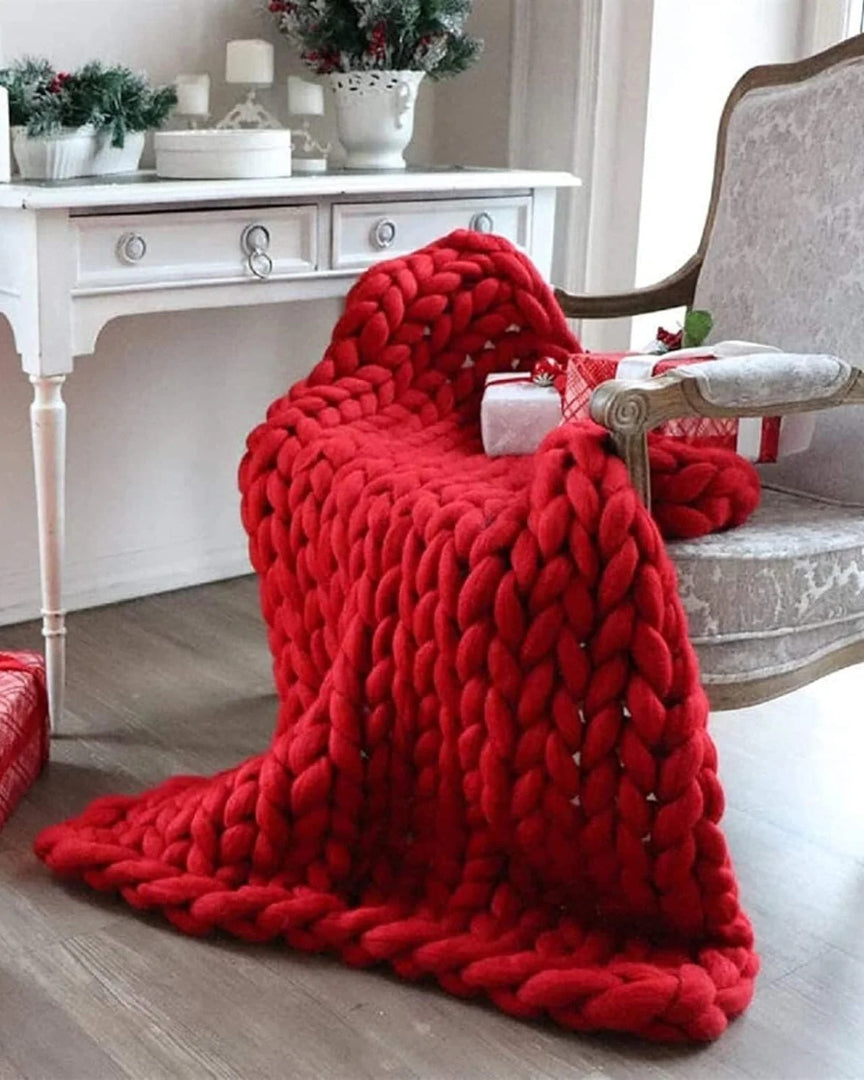 Chunky knit wollen deken