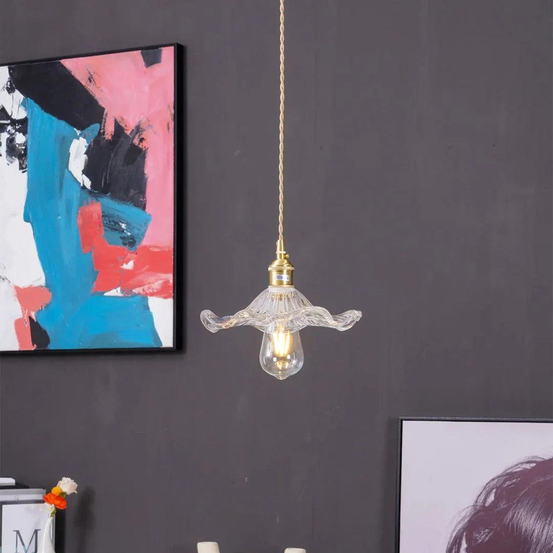 Vintage Bloemvormige Glazen Hanglamp