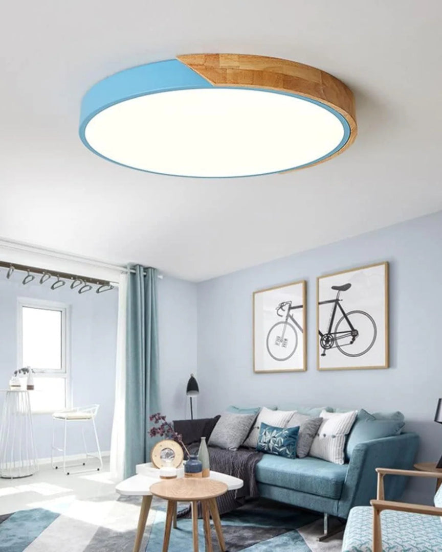 Contemporaine houten LED plafondlamp