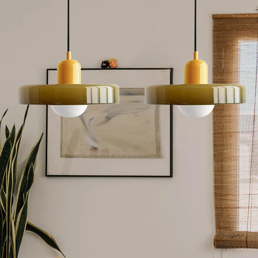 Retro metalen glazen hanglamp