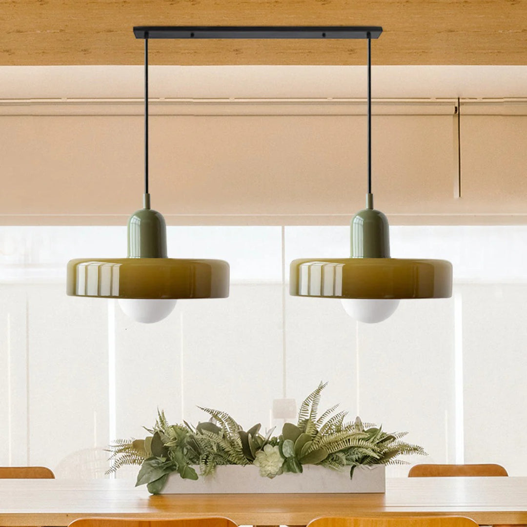 Retro metalen glazen hanglamp