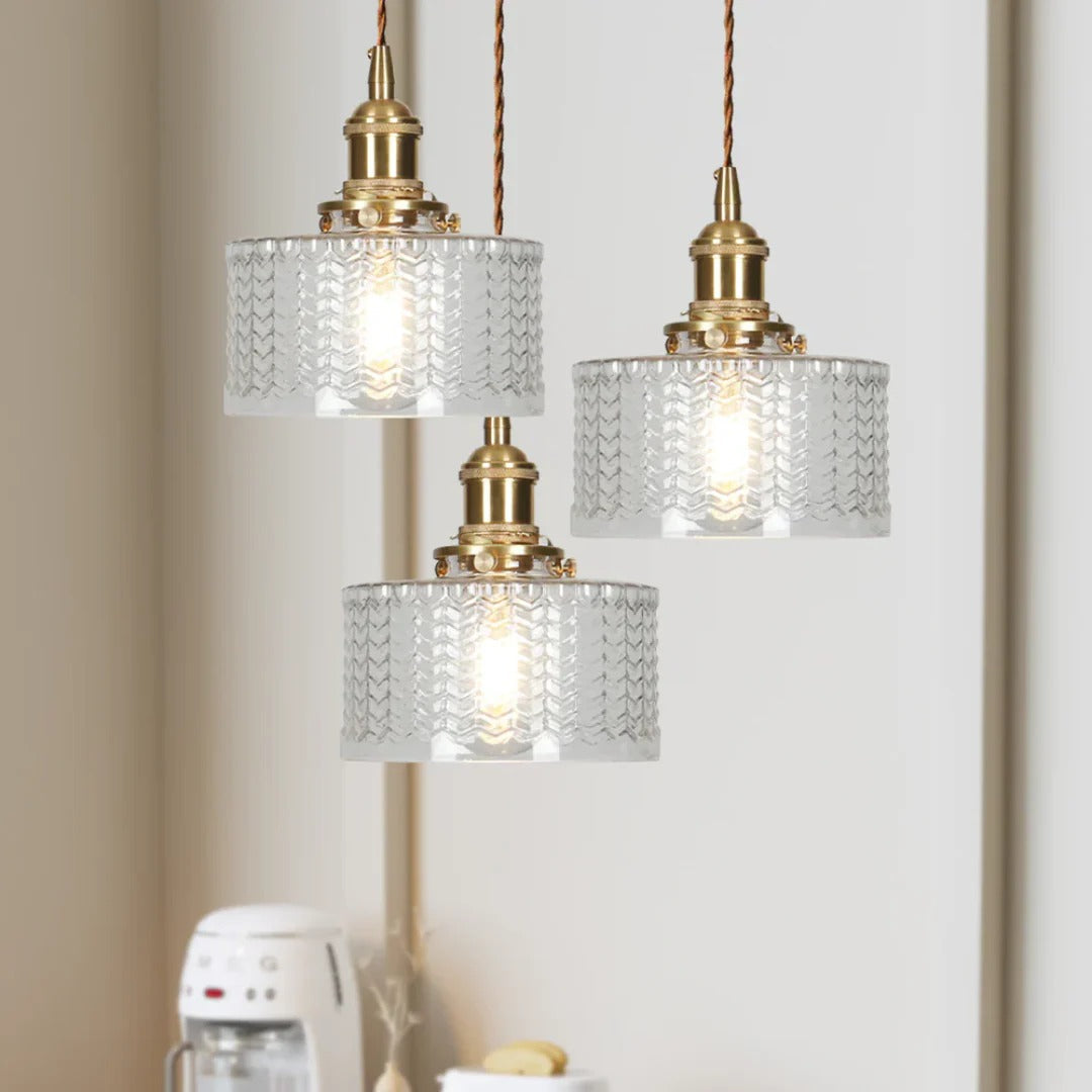 Geribbelde glazen hanglamp