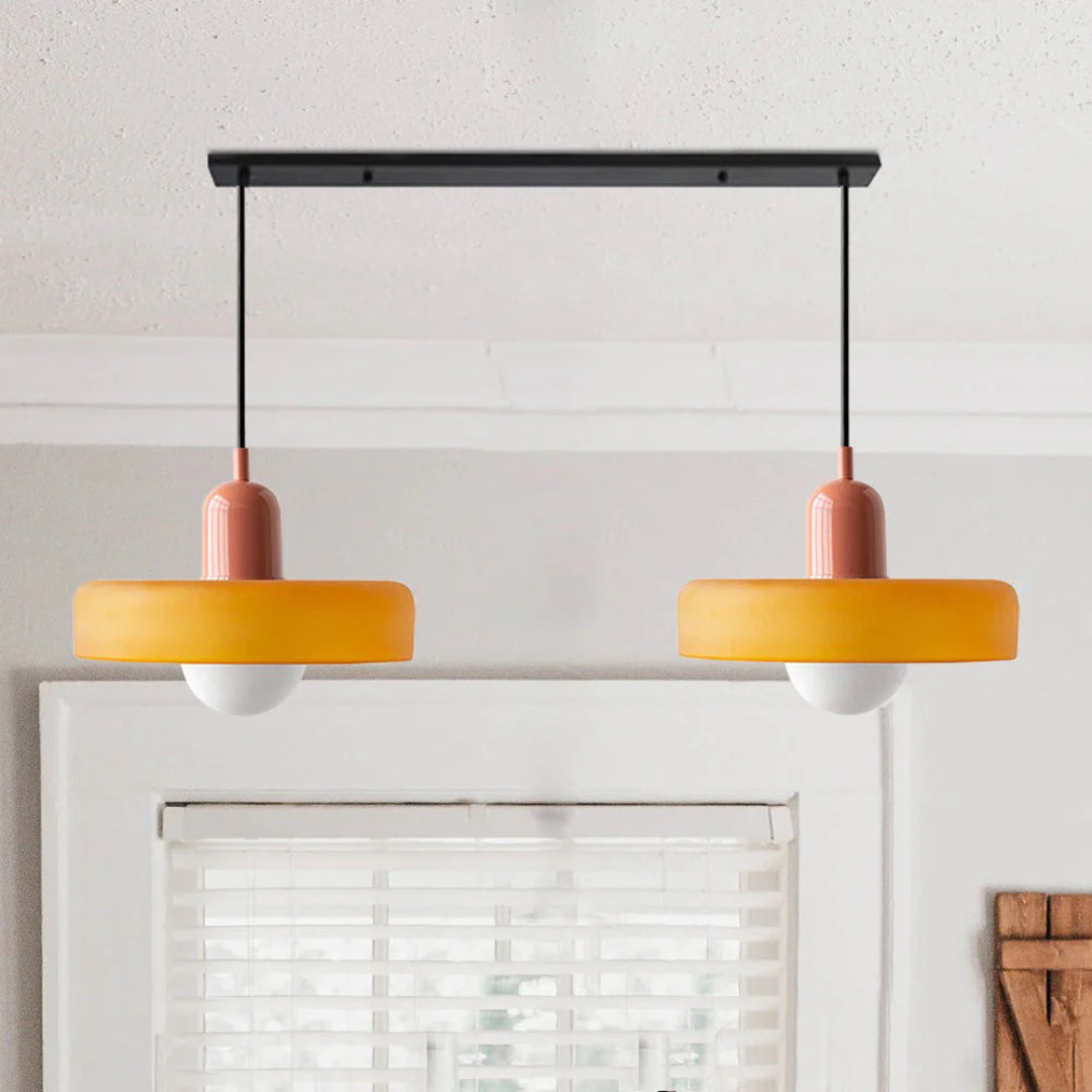 Retro metalen glazen hanglamp