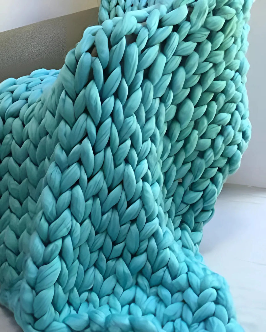 Chunky knit wollen deken
