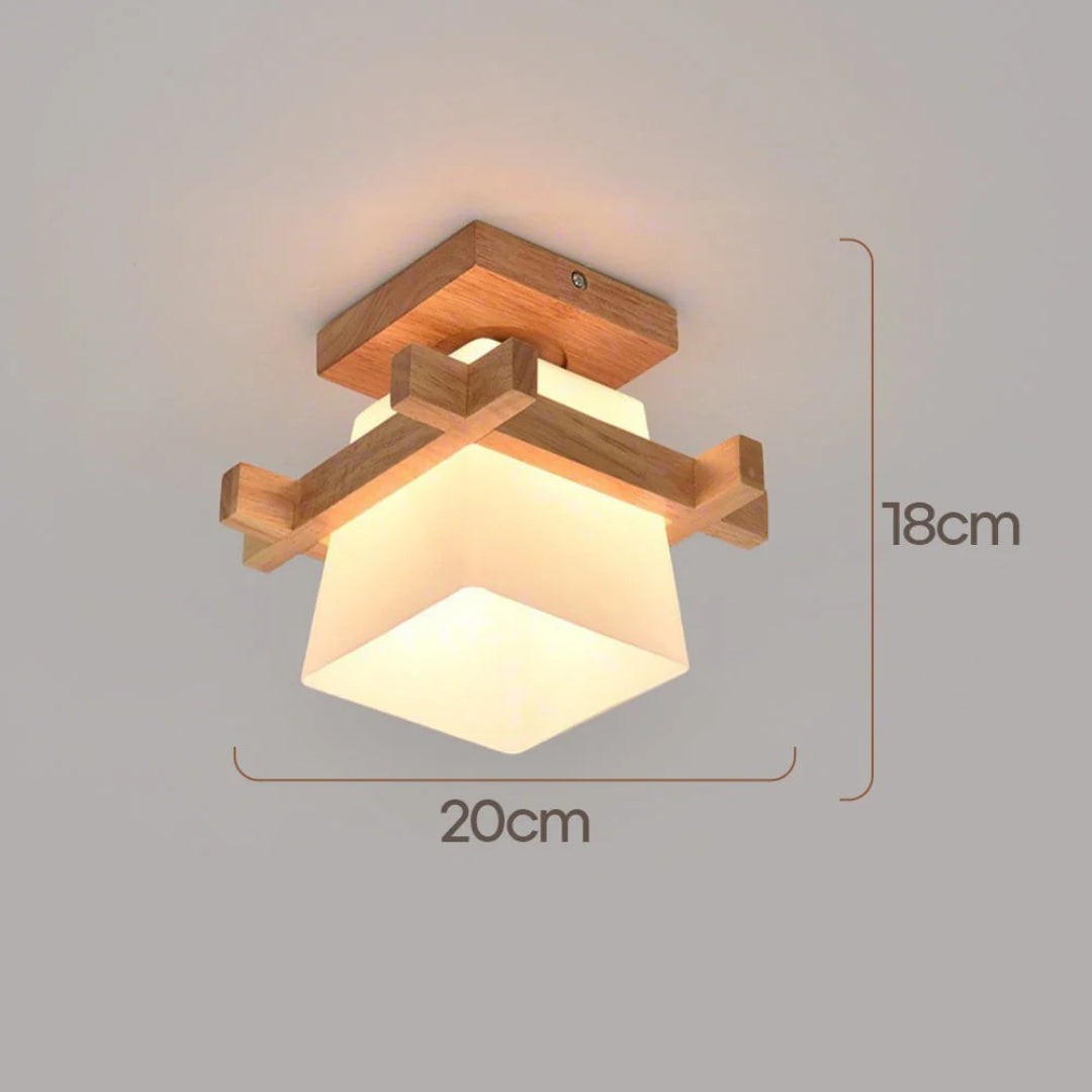Japanse Houten Vierkante Plafondlamp