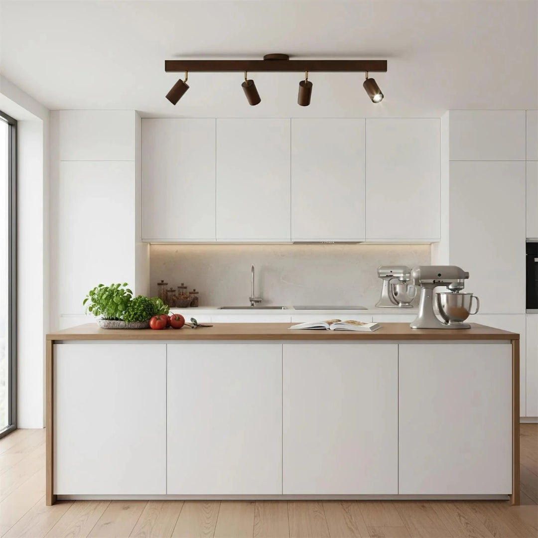 Houten verstelbare rail plafondlamp