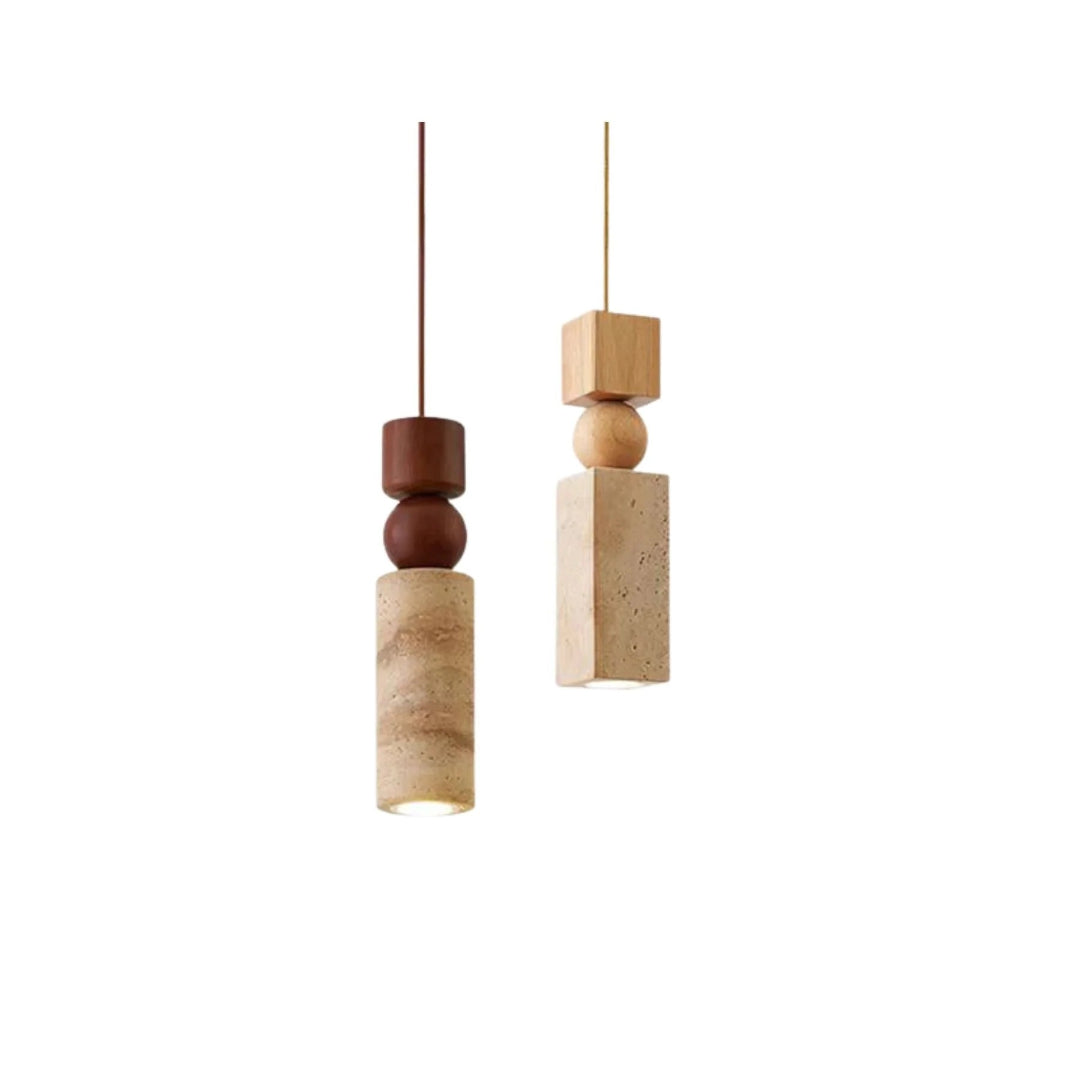 Travertin Houten Hanglamp