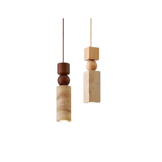 Travertin Houten Hanglamp