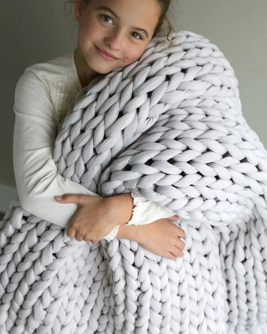 Chunky knit wollen deken