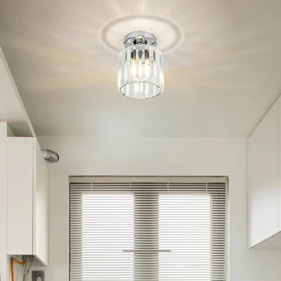 Kristallen metalen kubus plafondlamp