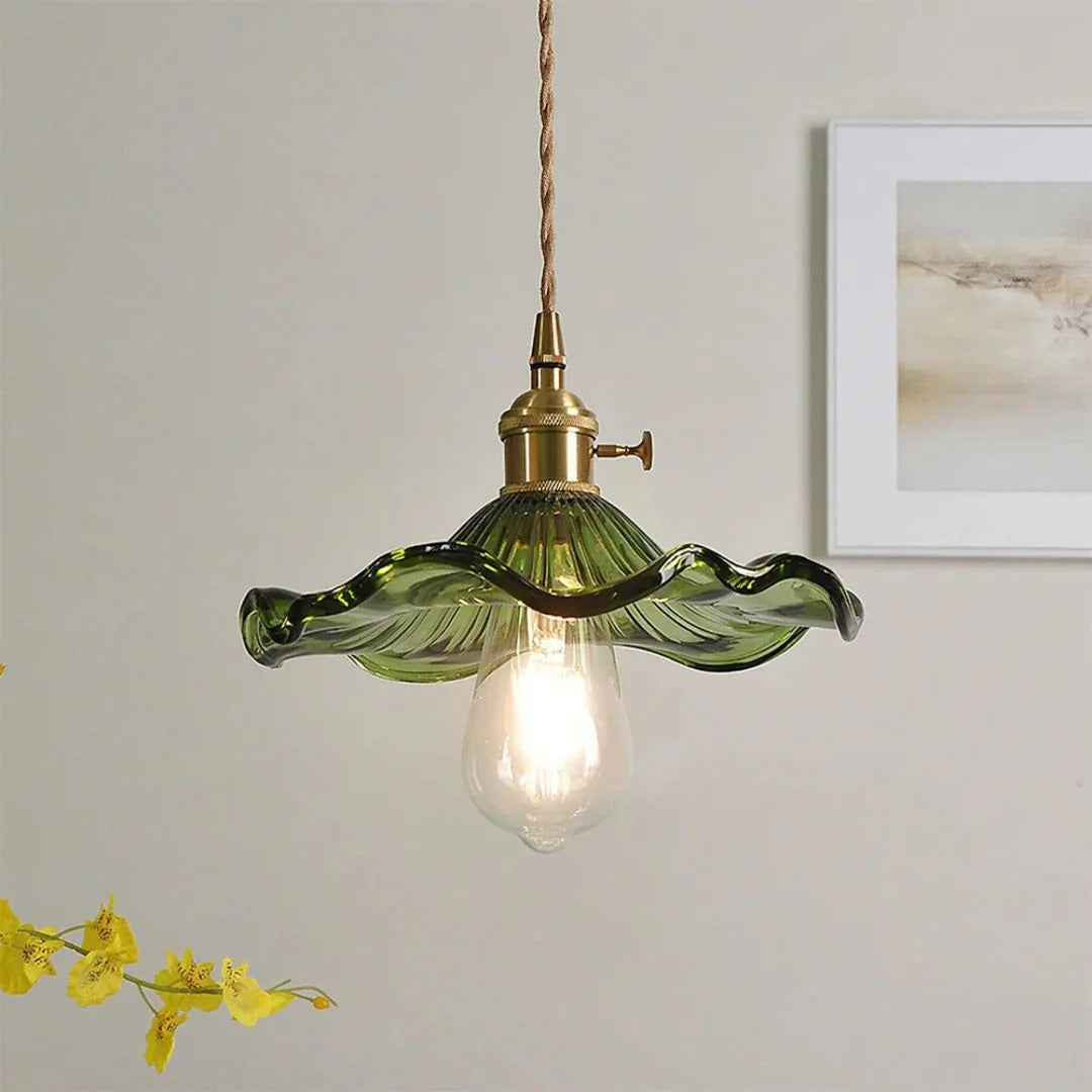 Vintage Bloemvormige Glazen Hanglamp