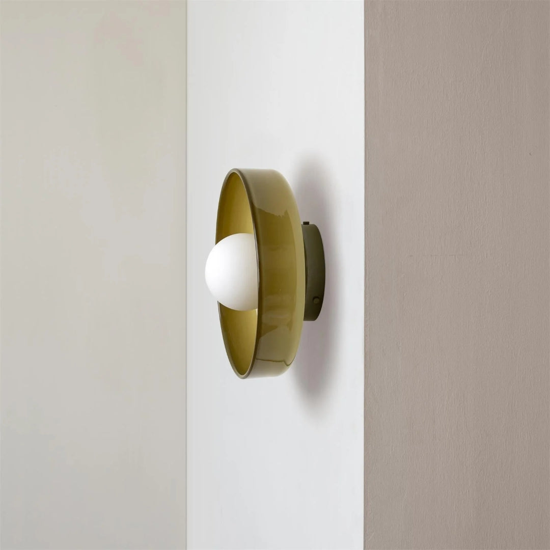 Ronde metalen glazen lamp