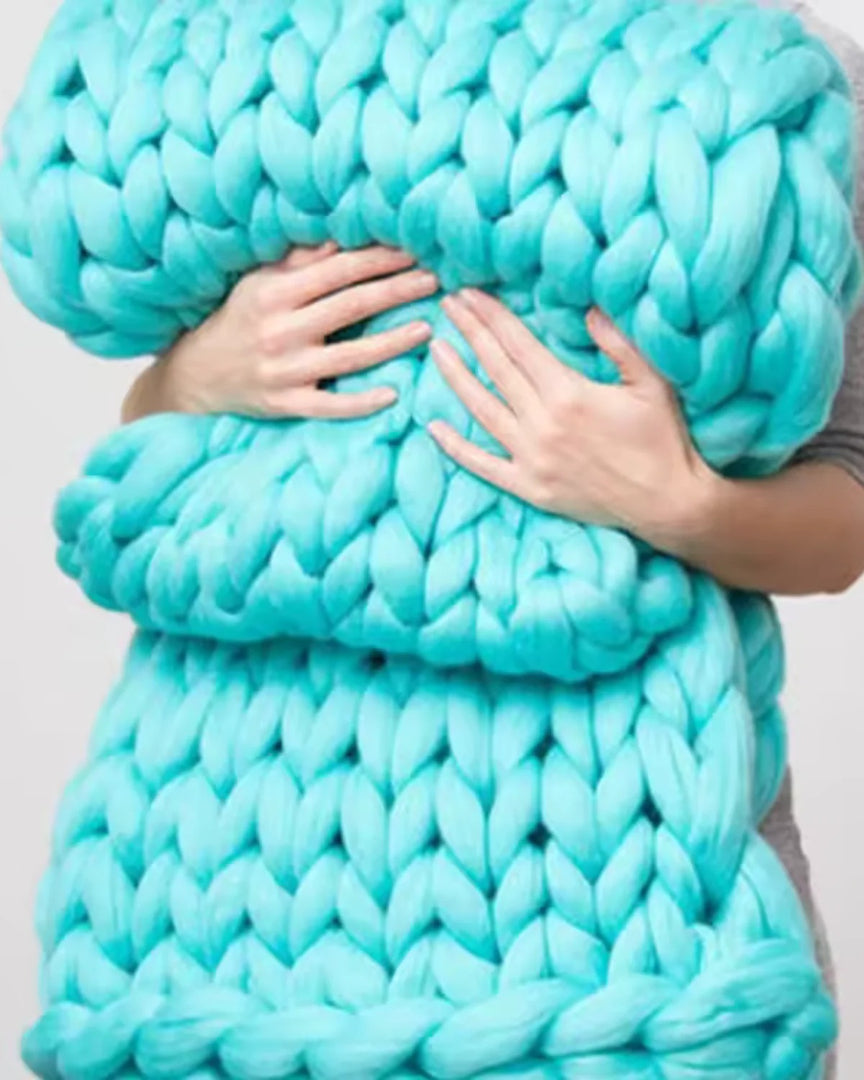 Chunky knit wollen deken