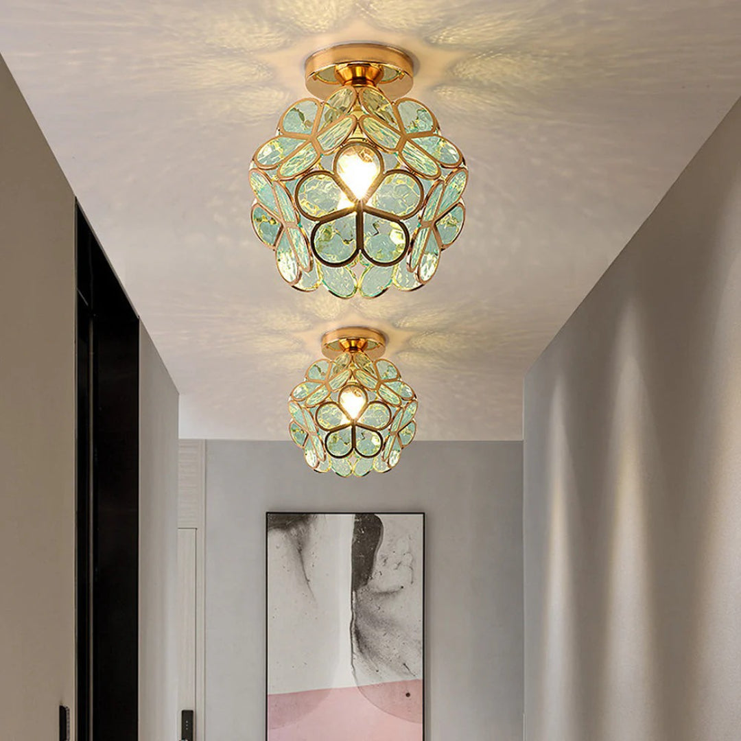 Bloemen glazen plafondlamp