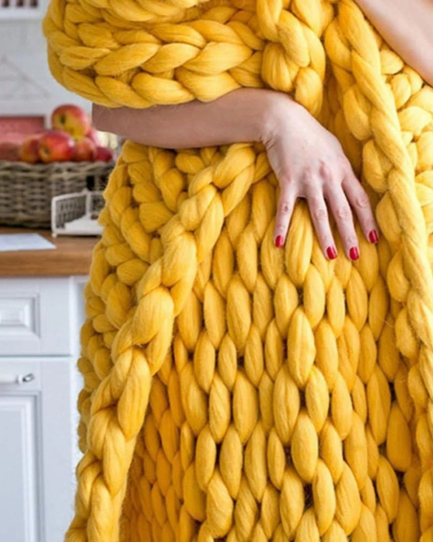 Chunky knit wollen deken