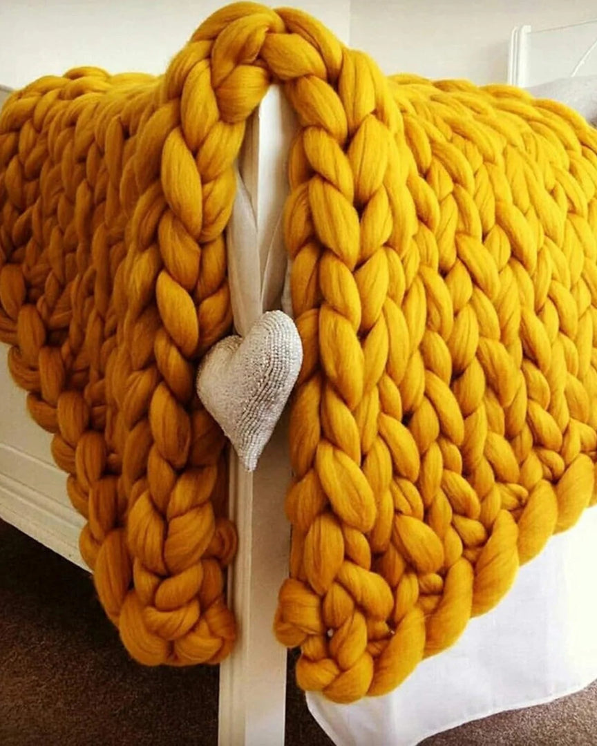 Chunky knit wollen deken
