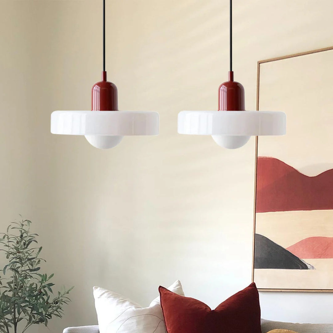 Retro metalen glazen hanglamp