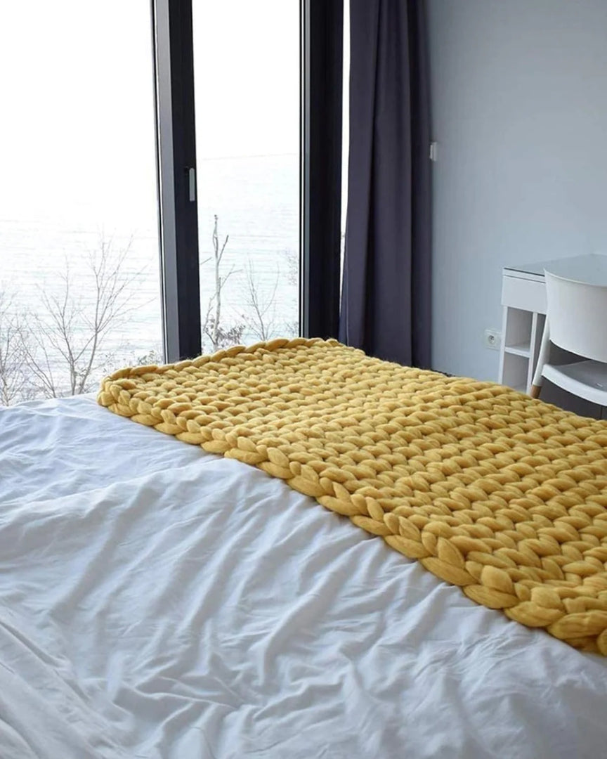 Chunky knit wollen deken
