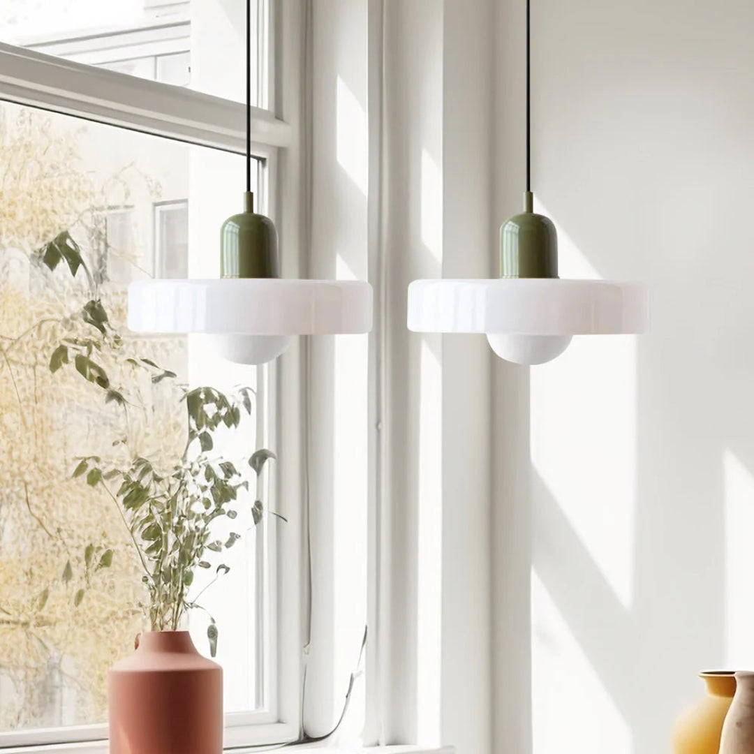Retro metalen glazen hanglamp