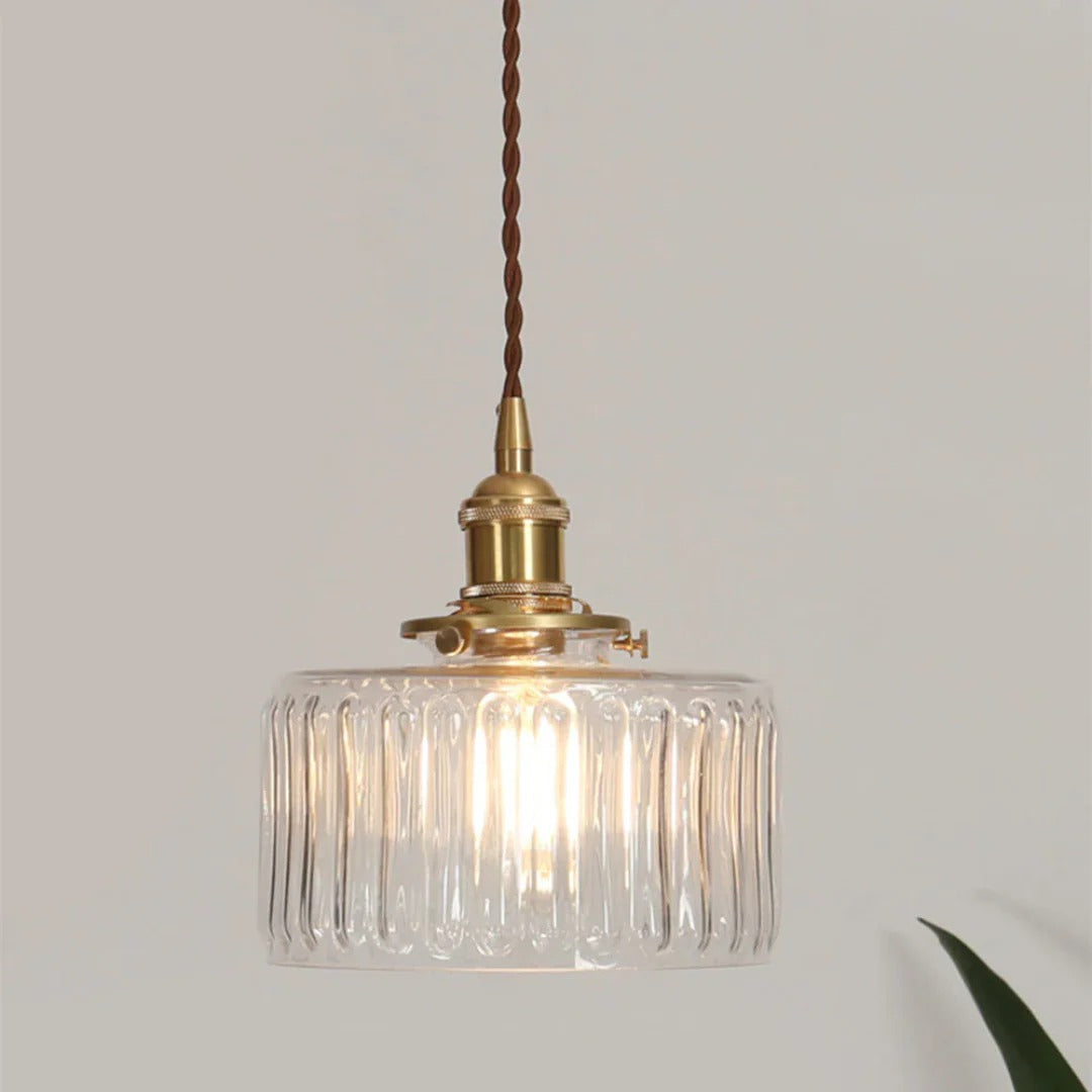 Geribbelde glazen hanglamp