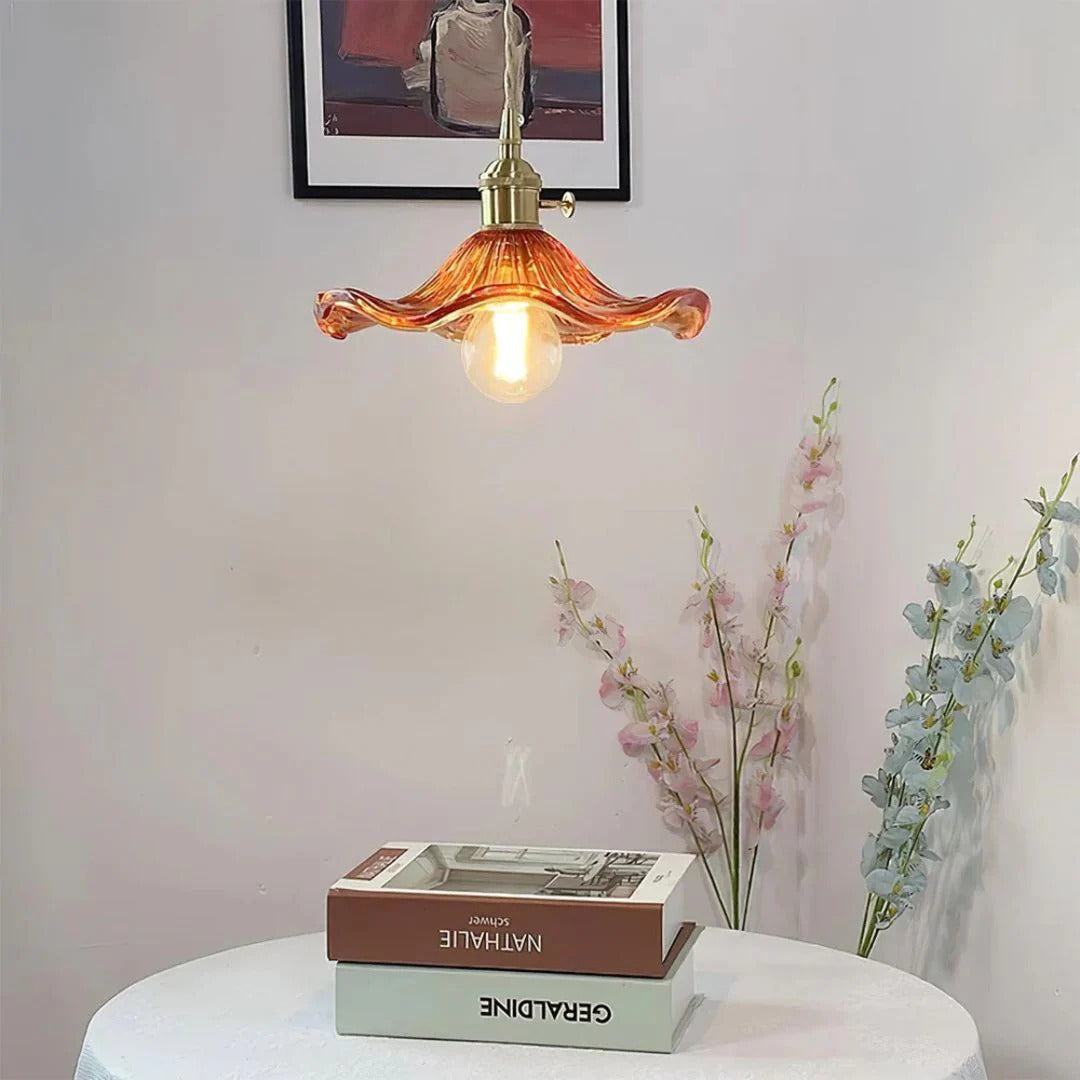 Vintage Bloemvormige Glazen Hanglamp