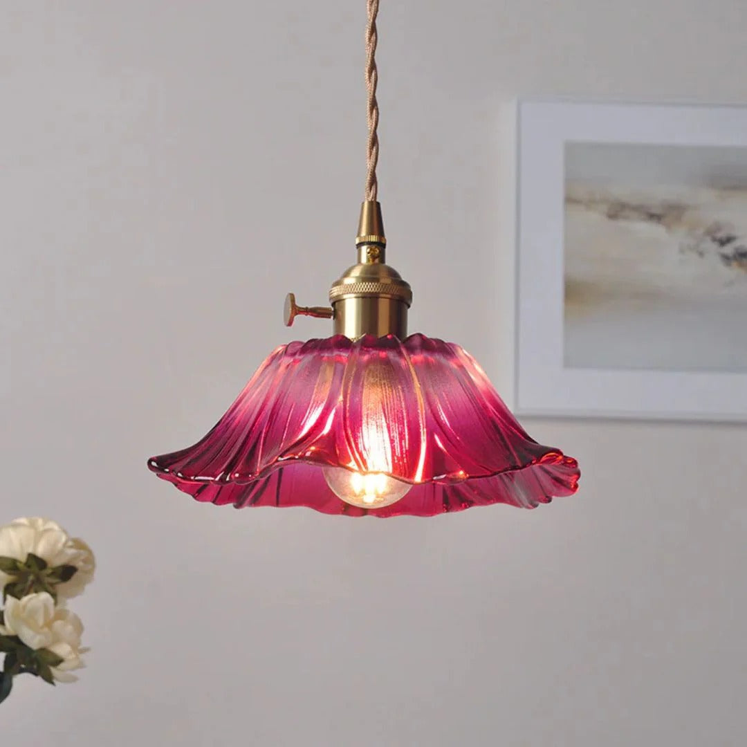 Glazen bloemen hanglamp