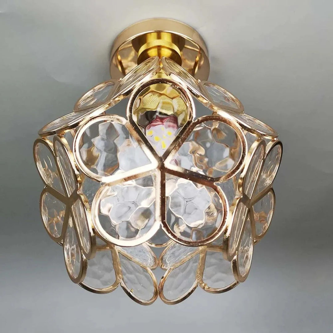 Bloemen glazen plafondlamp