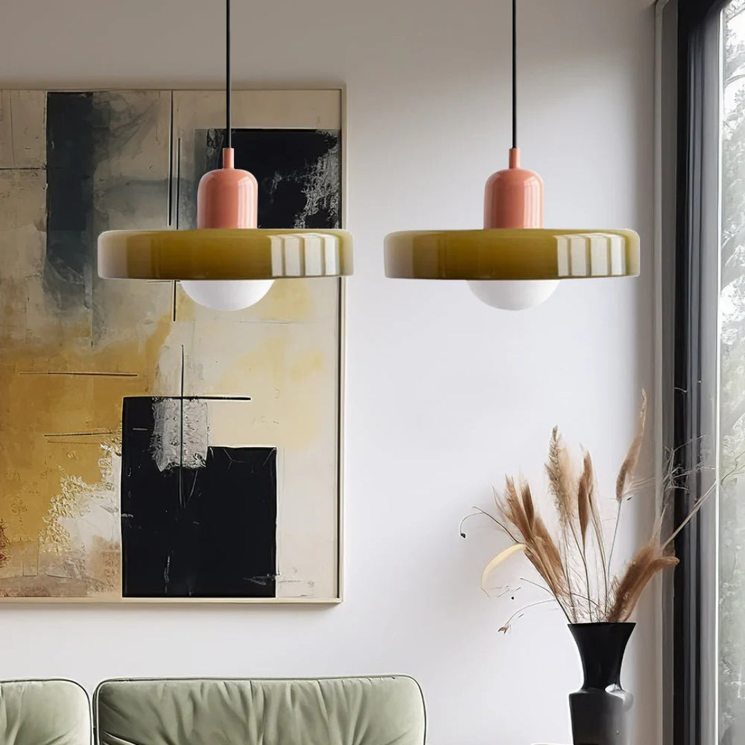 Retro metalen glazen hanglamp