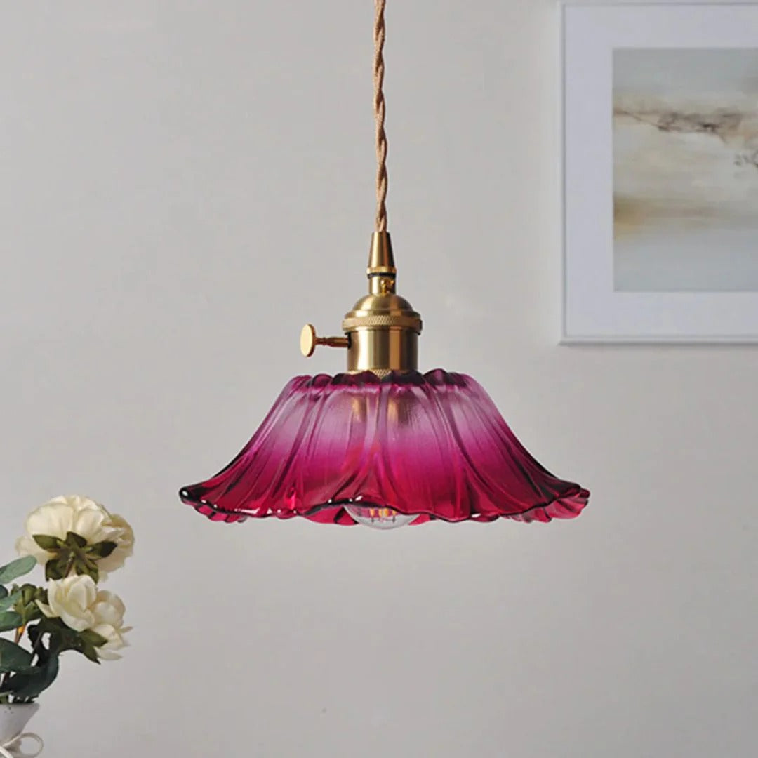 Glazen bloemen hanglamp