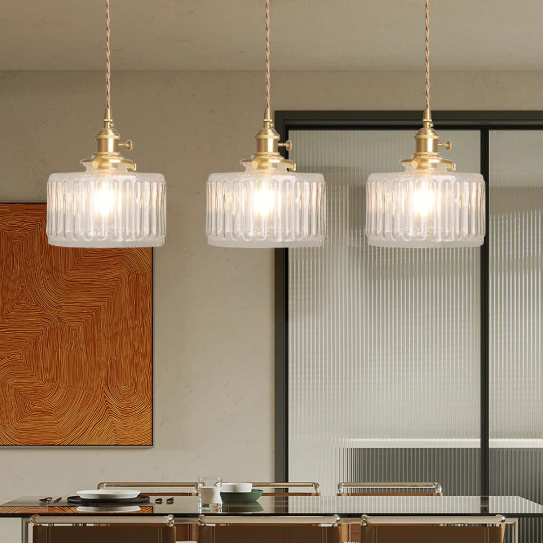Geribbelde glazen hanglamp