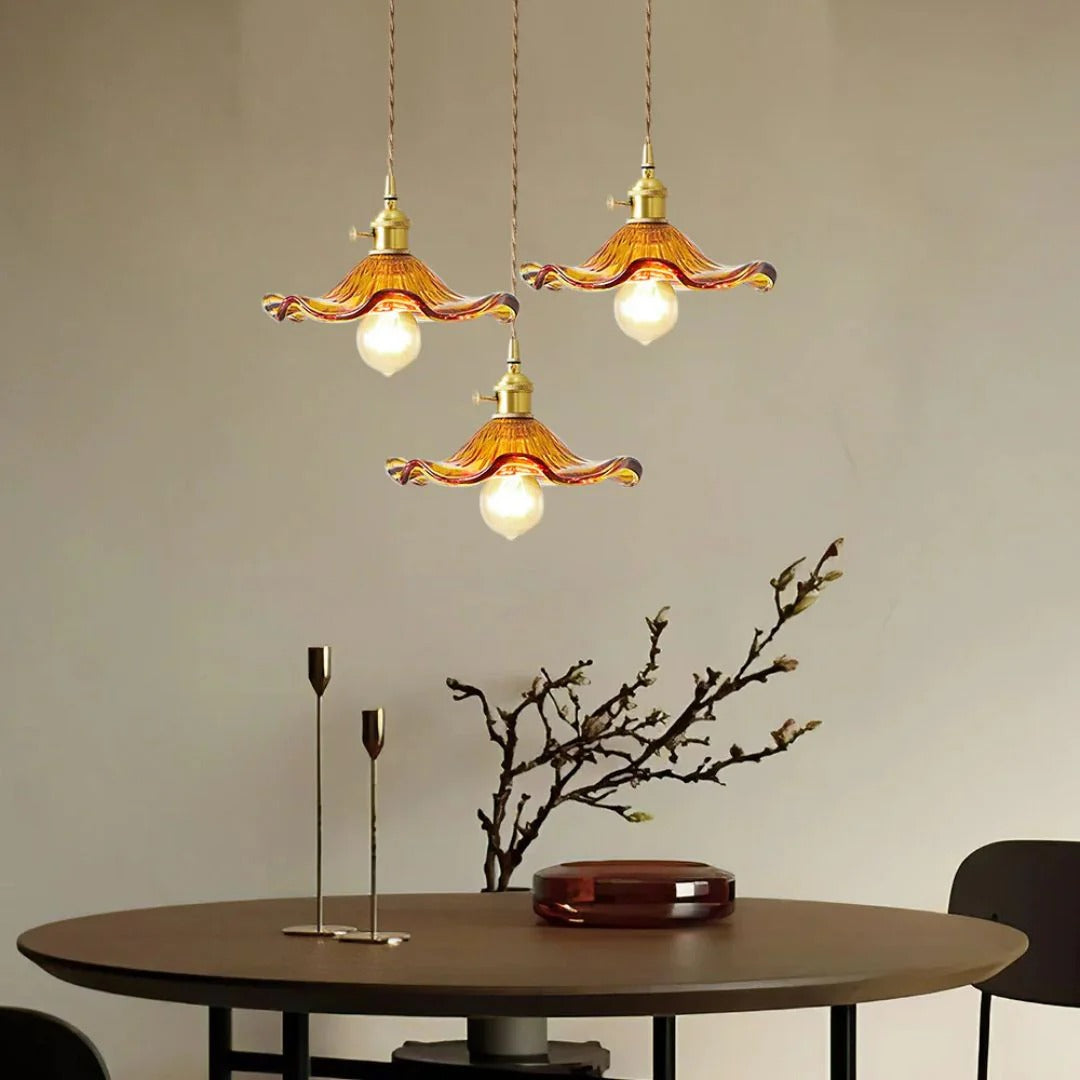 Vintage Bloemvormige Glazen Hanglamp