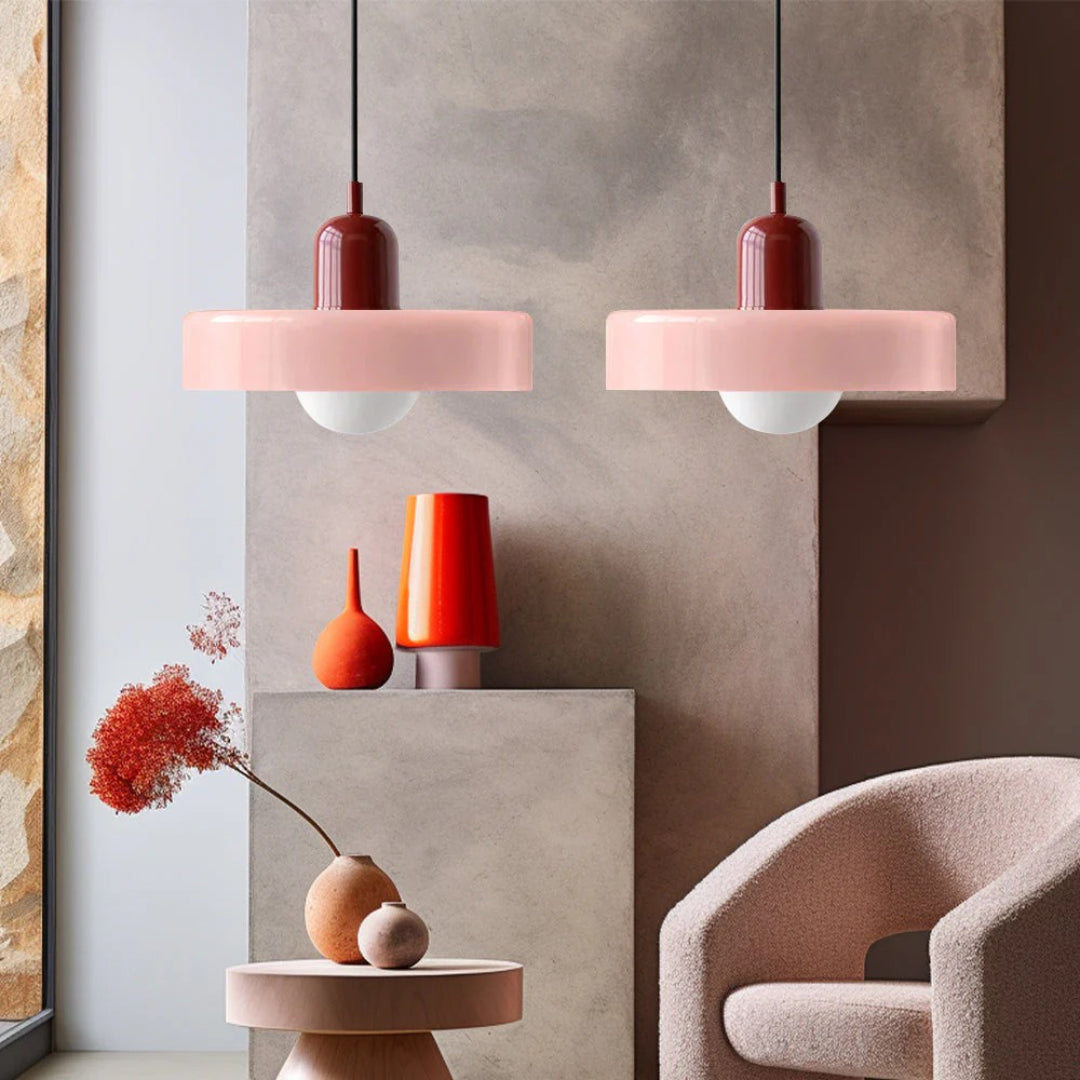 Retro metalen glazen hanglamp