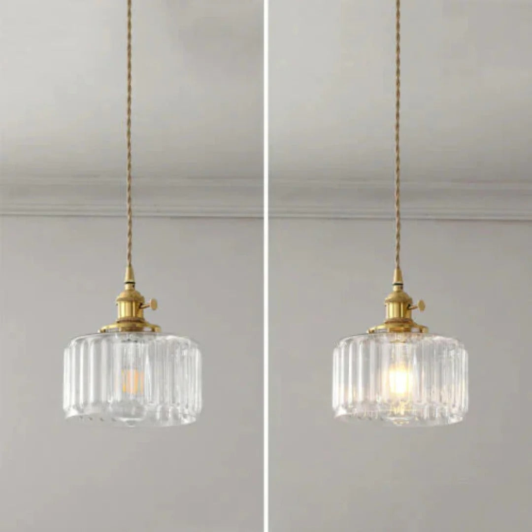 Geribbelde glazen hanglamp