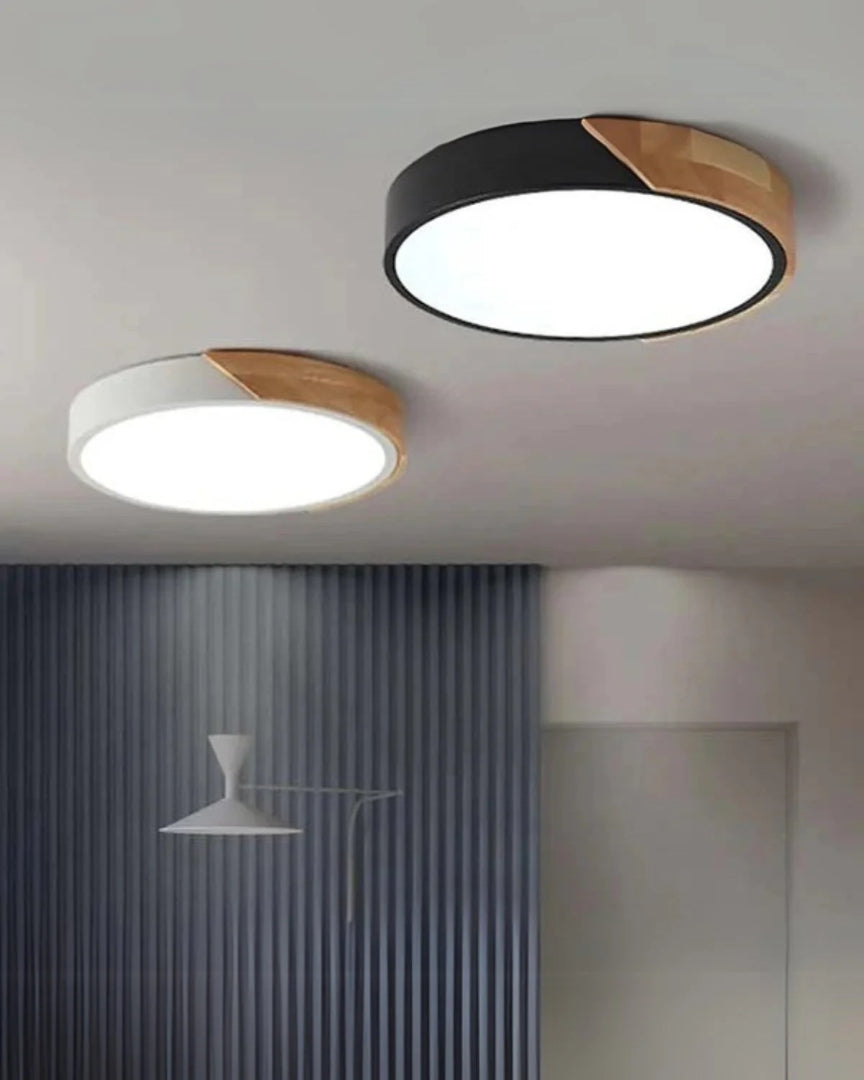 Contemporaine houten LED plafondlamp